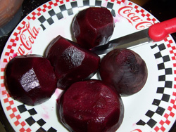 Beets are set aside to cool