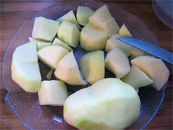 Peel and cut potatoes into cubes